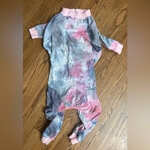 Tie Dye Dog Pajamas / Recovery Suit Pink Gray 3XL Full Body Pet Onesie